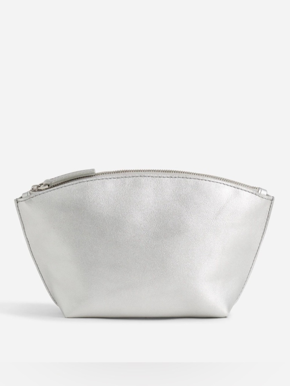 Madewell Leather Bag Essential zip pouch Silver NWT